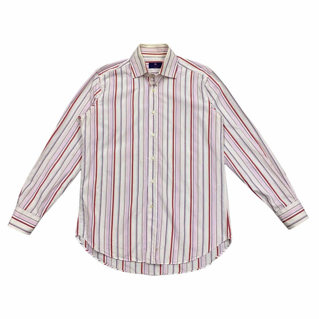 Etro Striped Semi Spread Collar Shirt | Vintage High End Designer Pink White VTG | Vintage Messina Hembry | Thrift | Second-Hand Messina Hembry | Used Clothing | Messina Hembry 