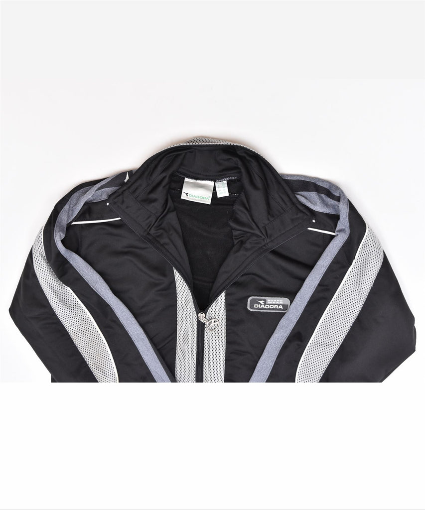 DIADORA Boys Tracksuit Top Jacket 9-10 Years Black Polyester | Vintage | Thrift | Second-Hand | Used Clothing | Messina Hembry 