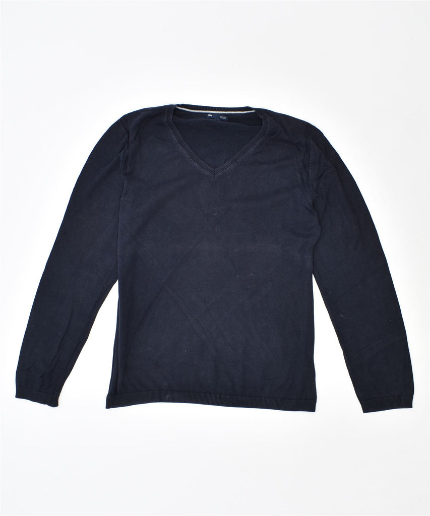 GAP Mens V-Neck Jumper Sweater Medium Navy Blue Cotton | Vintage | Thrift | Second-Hand | Used Clothing | Messina Hembry 