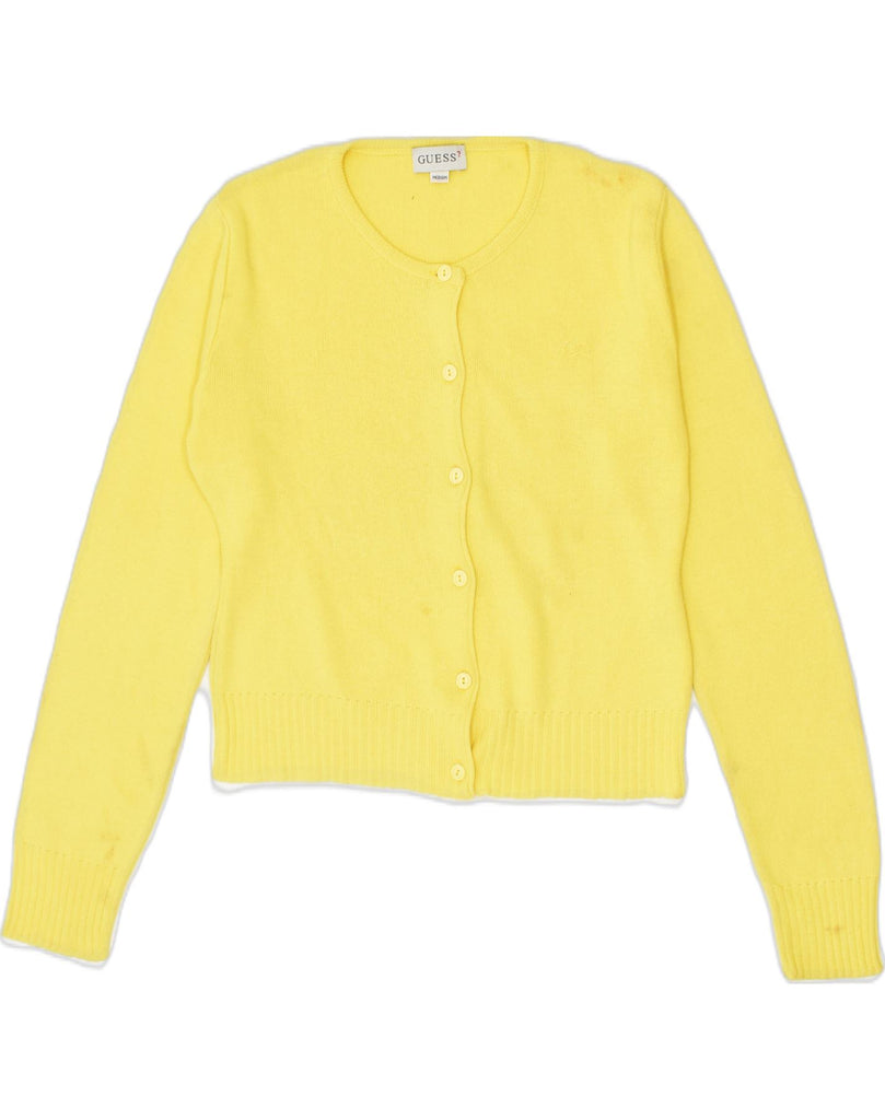 GUESS Womens Cardigan Sweater UK 12 Medium Yellow Cotton | Vintage | Thrift | Second-Hand | Used Clothing | Messina Hembry 