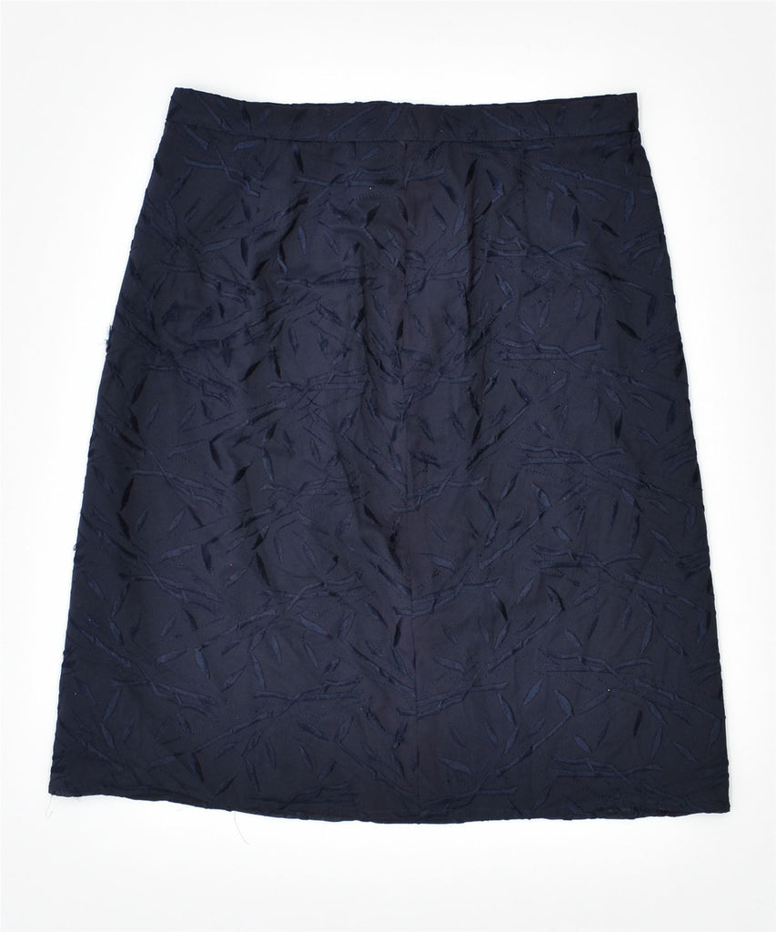 MARELLA Womens Straight Skirt UK 10 Small W27 Navy Blue Floral Viscose | Vintage | Thrift | Second-Hand | Used Clothing | Messina Hembry 