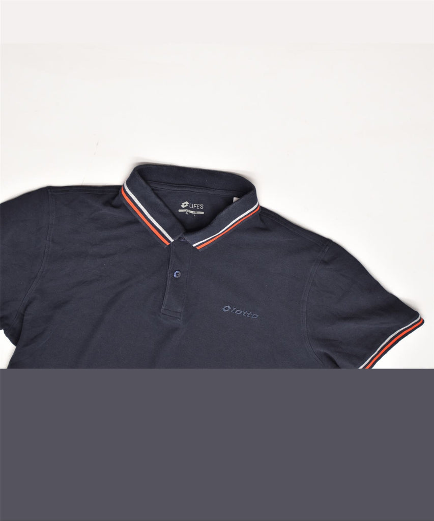 LOTTO Mens Polo Shirt XL Navy Blue Cotton | Vintage | Thrift | Second-Hand | Used Clothing | Messina Hembry 