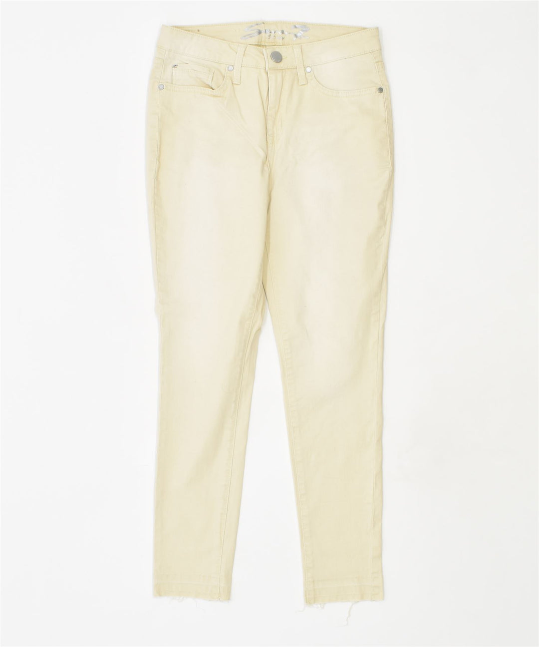 SEVENTY Womens Skinny Casual Trousers US 8 Medium W31 L27 Off White Cotton | Vintage | Thrift | Second-Hand | Used Clothing | Messina Hembry 