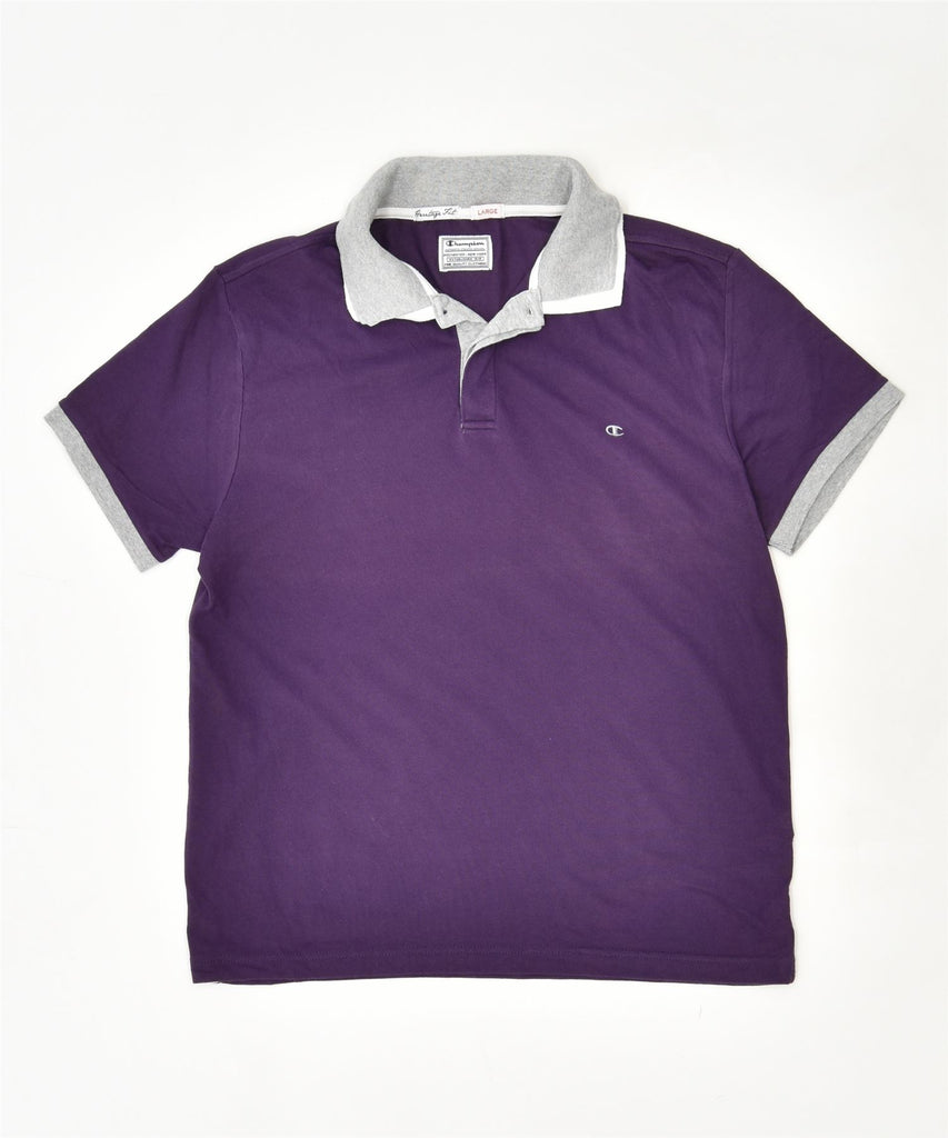 CHAMPION Mens Heritage Fit Polo Shirt Large Purple Cotton | Vintage | Thrift | Second-Hand | Used Clothing | Messina Hembry 