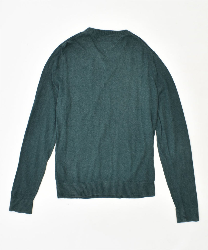 TOMMY HILFIGER Mens V-Neck Jumper Sweater Small Green Cotton | Vintage | Thrift | Second-Hand | Used Clothing | Messina Hembry 