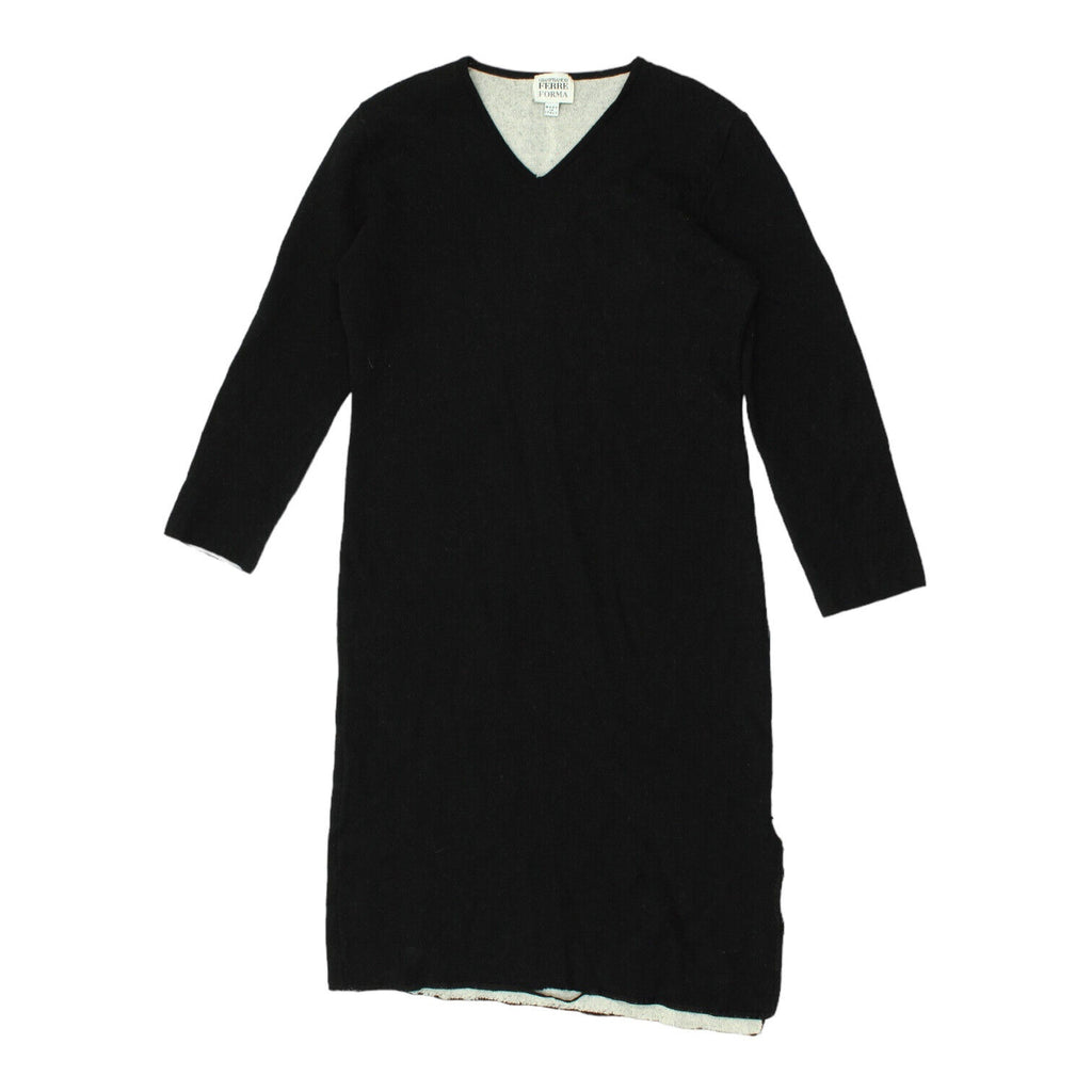 Gianfranco Ferre Forma Womens Wool Short Sleeve Black Dress | Vintage Designer | Vintage Messina Hembry | Thrift | Second-Hand Messina Hembry | Used Clothing | Messina Hembry 