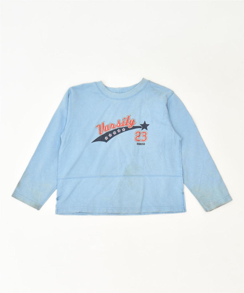 OSHKOSH Girls Graphic Top Long Sleeve 4-5 Years Blue Cotton Classic Vintage | Vintage | Thrift | Second-Hand | Used Clothing | Messina Hembry 