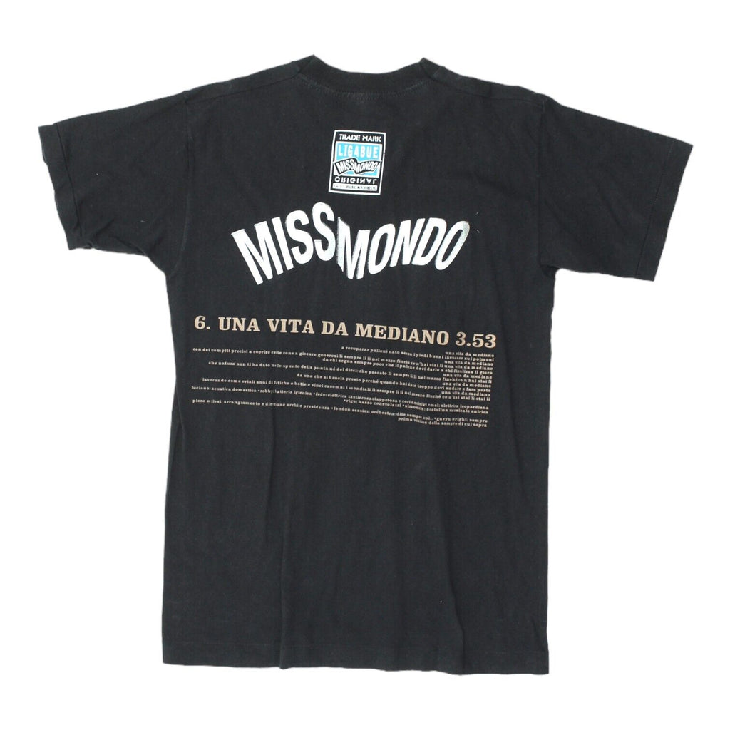 Luciano Ligabue Miss Mondo Tour Mens Black Tshirt | Vintage 90s Folk Rock Music | Vintage Messina Hembry | Thrift | Second-Hand Messina Hembry | Used Clothing | Messina Hembry 