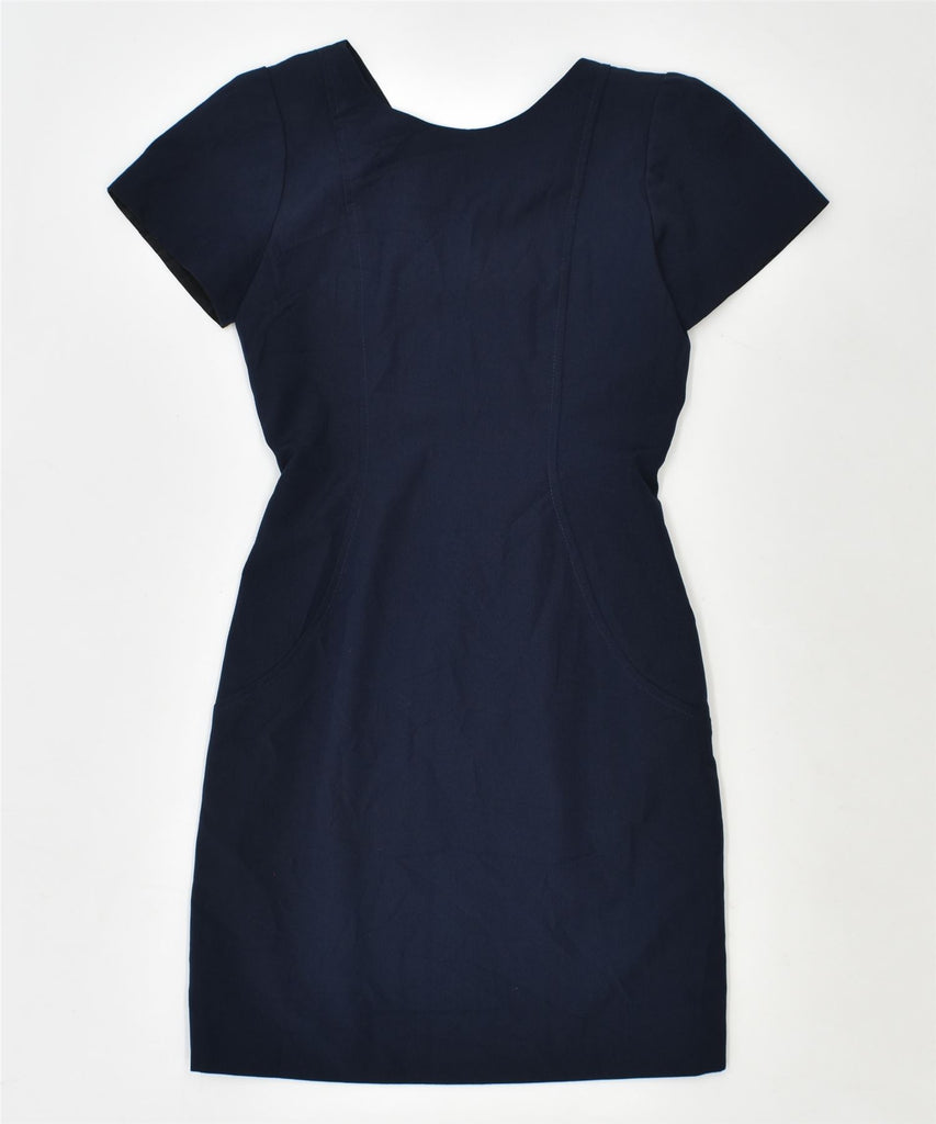 VINTAGE Womens Short Sleeve Bodycon Dress UK 10 Small Navy Blue | Vintage | Thrift | Second-Hand | Used Clothing | Messina Hembry 