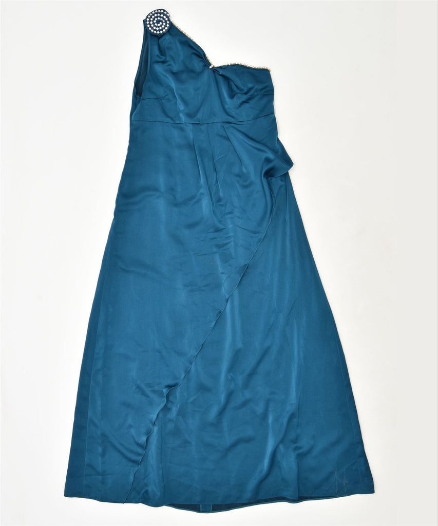 VINTAGE Womens One Shoulder Dress UK 12 Medium Blue | Vintage | Thrift | Second-Hand | Used Clothing | Messina Hembry 