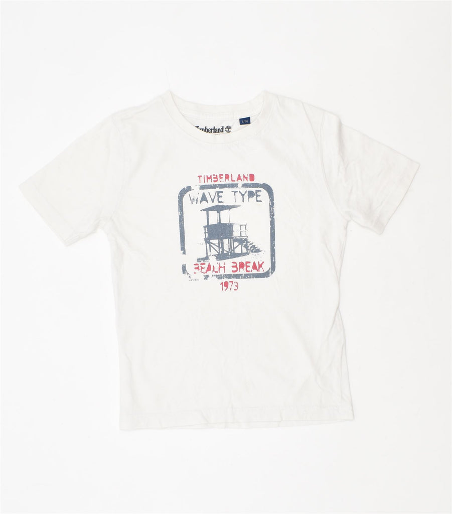 TIMBERLAND Boys Graphic T-Shirt Top 5-6 Years White | Vintage | Thrift | Second-Hand | Used Clothing | Messina Hembry 