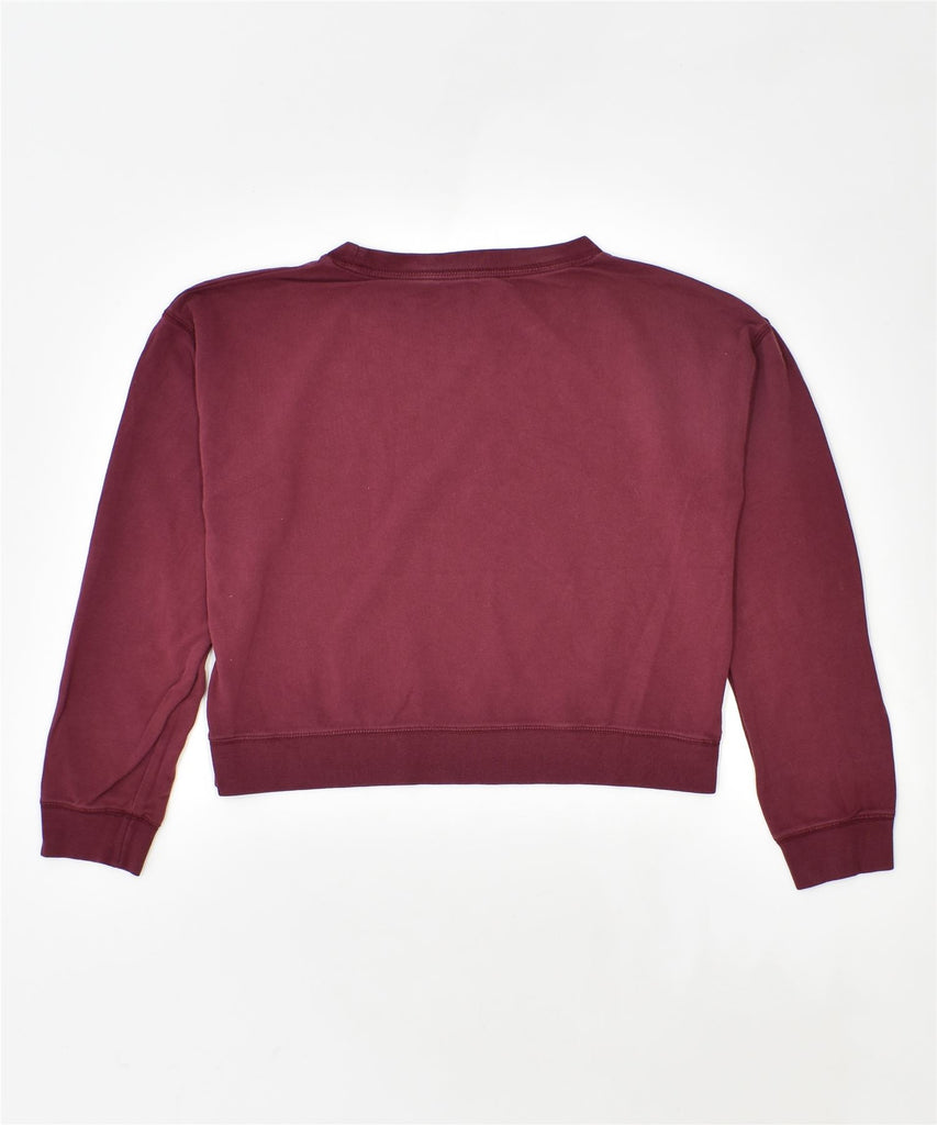 JACK WILLS Womens Crop Graphic Top Long Sleeve UK 8 Small Burgundy Cotton | Vintage | Thrift | Second-Hand | Used Clothing | Messina Hembry 