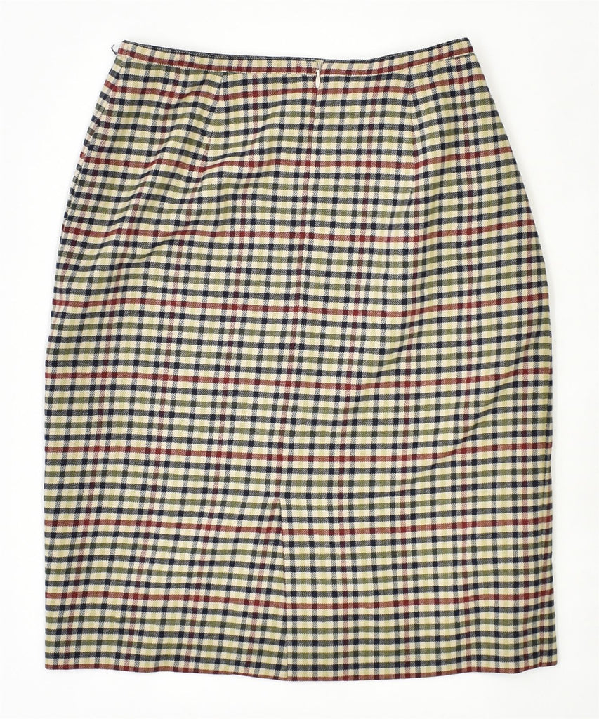 MARLY'S Womens Pencil Skirt IT 42 W27 Medium Beige Check Virgin Wool | Vintage | Thrift | Second-Hand | Used Clothing | Messina Hembry 