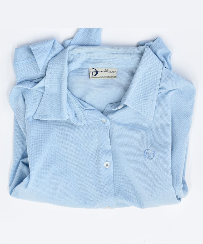 SERGIO TACCHINI Womens 3/4 Sleeve Shirt UK 16 Large Blue Cotton | Vintage | Thrift | Second-Hand | Used Clothing | Messina Hembry 