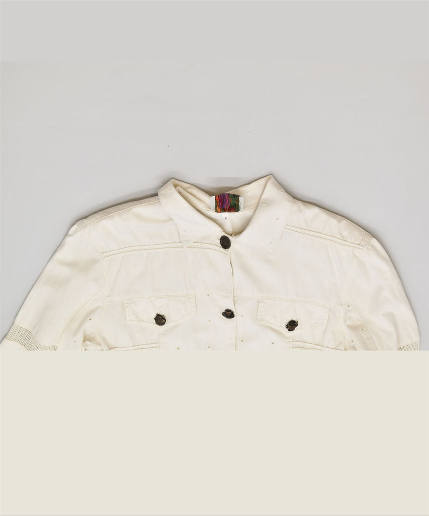 HALFON Womens Overjacket UK 10 Small White Cotton Vintage | Vintage | Thrift | Second-Hand | Used Clothing | Messina Hembry 