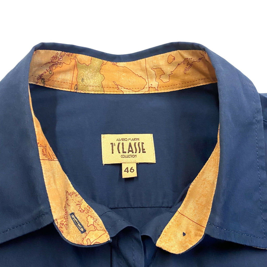 Alviero Martini 1A Classe Women's Short Sleeve Shirt | Vintage Designer Navy VTG | Vintage Messina Hembry | Thrift | Second-Hand Messina Hembry | Used Clothing | Messina Hembry 