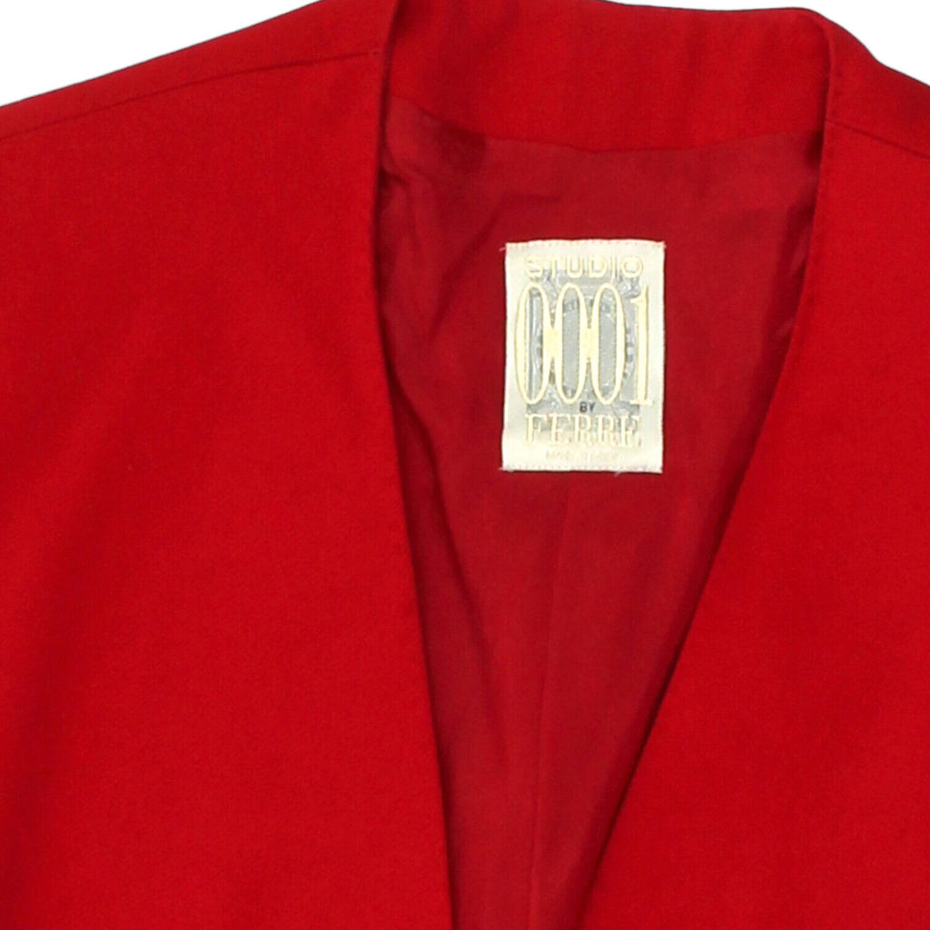 Studio Ferre 0001 Womens Red Collarless Blazer Jacket | Vintage Designer VTG | Vintage Messina Hembry | Thrift | Second-Hand Messina Hembry | Used Clothing | Messina Hembry 