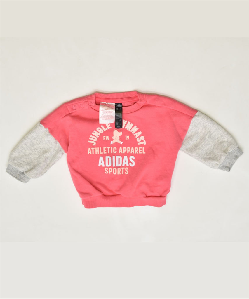 ADIDAS Girls Graphic Sweatshirt Jumper 0-3 Months Pink Polyester | Vintage | Thrift | Second-Hand | Used Clothing | Messina Hembry 