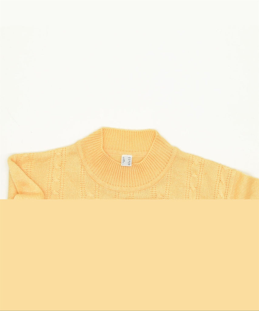 VINTAGE Womens Crew Neck Jumper Sweater UK 16 Large Yellow Acrylic | Vintage | Thrift | Second-Hand | Used Clothing | Messina Hembry 