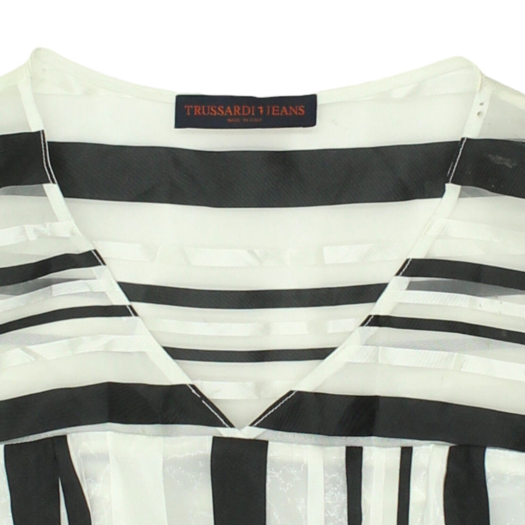 Trussardi Jeans Womens Black White Sleeveless Mesh Dress | Vintage Designer VTG | Vintage Messina Hembry | Thrift | Second-Hand Messina Hembry | Used Clothing | Messina Hembry 