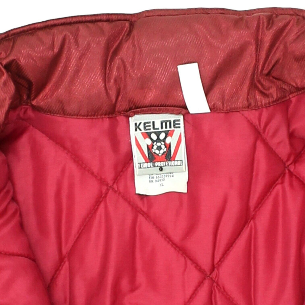 Torino Mens Burgundy Padded Kelme Bench Coat | Vintage 90s Italian Football VTG | Vintage Messina Hembry | Thrift | Second-Hand Messina Hembry | Used Clothing | Messina Hembry 