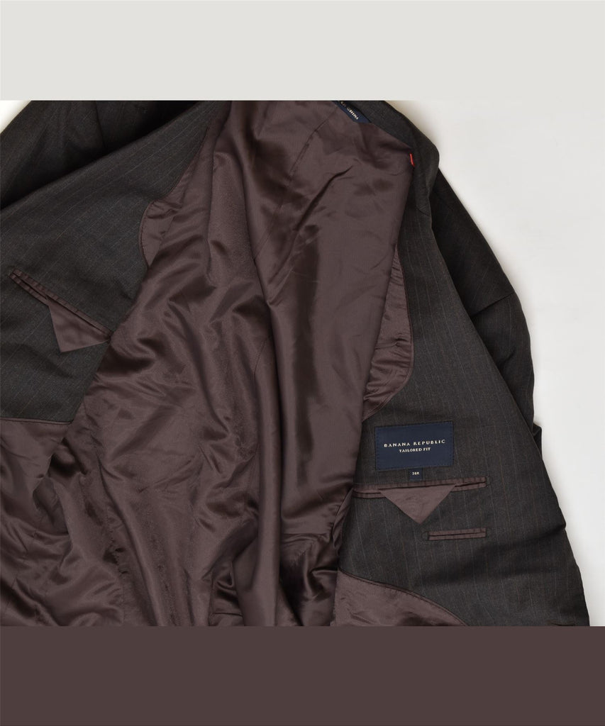 BANANA REPUBLIC Mens 2 Button Blazer Jacket UK 38 Medium Grey Striped | Vintage | Thrift | Second-Hand | Used Clothing | Messina Hembry 