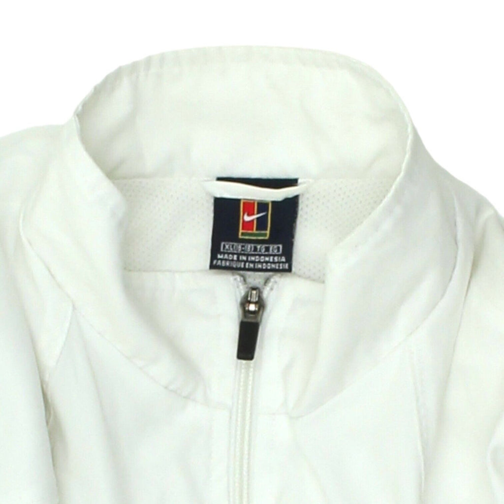 Nike Court Boys White Full Zip Track Jacket | Vintage 90s Tennis Sportswear VTG | Vintage Messina Hembry | Thrift | Second-Hand Messina Hembry | Used Clothing | Messina Hembry 