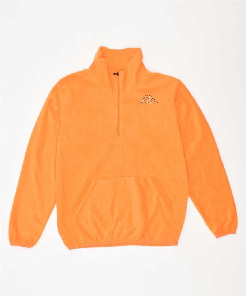 KAPPA Girls Fleece Zip Neck Jumper Sweater 9-10 Years Orange Polyester | Vintage | Thrift | Second-Hand | Used Clothing | Messina Hembry 