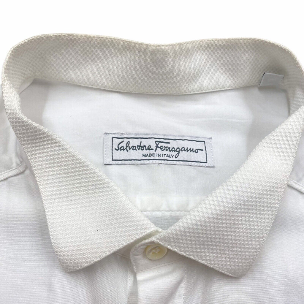Salvatore Ferragamo Wingtip Collar Shirt | Vintage High End Designer White VTG | Vintage Messina Hembry | Thrift | Second-Hand Messina Hembry | Used Clothing | Messina Hembry 