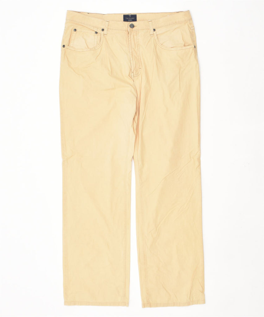 TRUSSARDI Mens Straight Casual Trousers W36 L32 Beige Cotton | Vintage | Thrift | Second-Hand | Used Clothing | Messina Hembry 