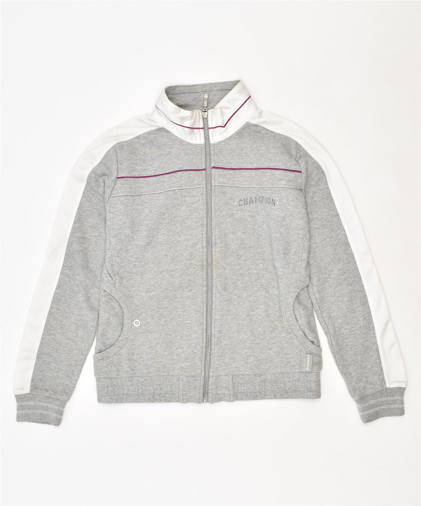 CHAMPION Girls Tracksuit Top Jacket 9-10 Years Medium Grey Cotton Sports | Vintage | Thrift | Second-Hand | Used Clothing | Messina Hembry 