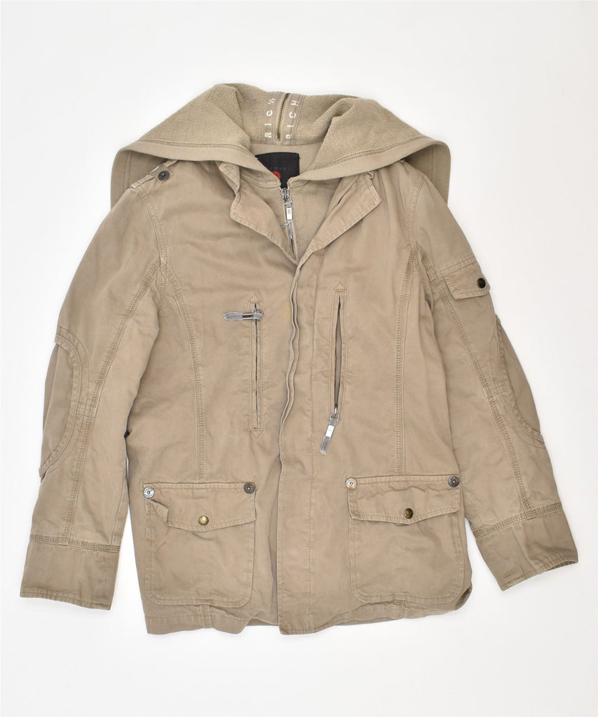 RICHMOND Boys Hooded Utility Jacket 9-10 Years Beige Cotton | Vintage | Thrift | Second-Hand | Used Clothing | Messina Hembry 