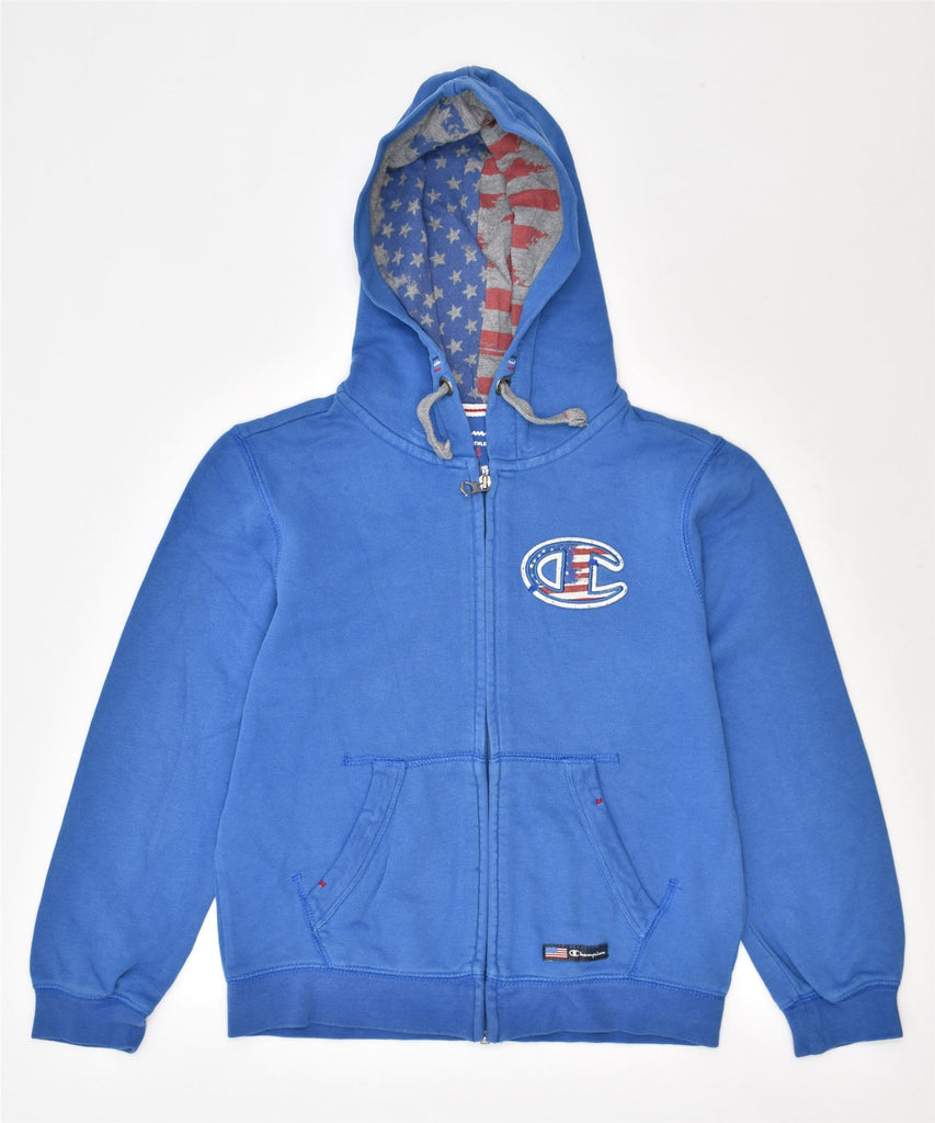 CHAMPION Boys Zip Hoodie Sweater 7-8 Years Small Blue Cotton | Vintage | Thrift | Second-Hand | Used Clothing | Messina Hembry 