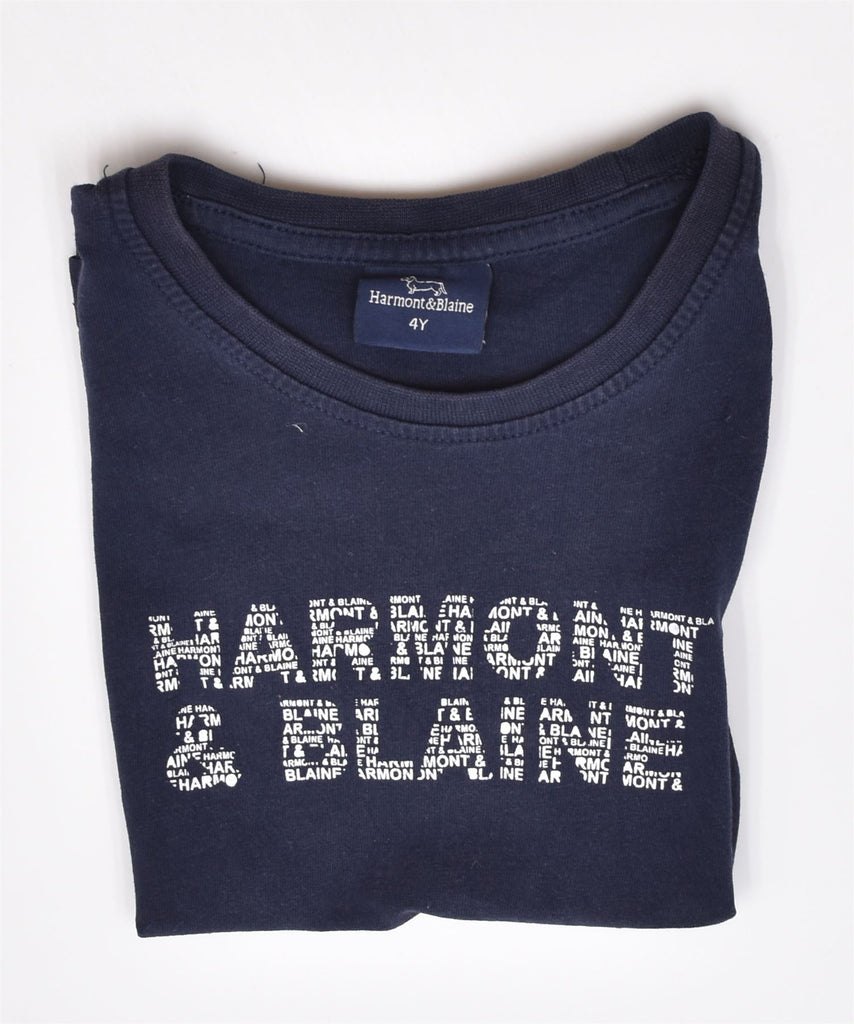 HARMOUNT & BLAINE Boys Graphic T-Shirt Top 3-4 Years Blue Cotton | Vintage | Thrift | Second-Hand | Used Clothing | Messina Hembry 