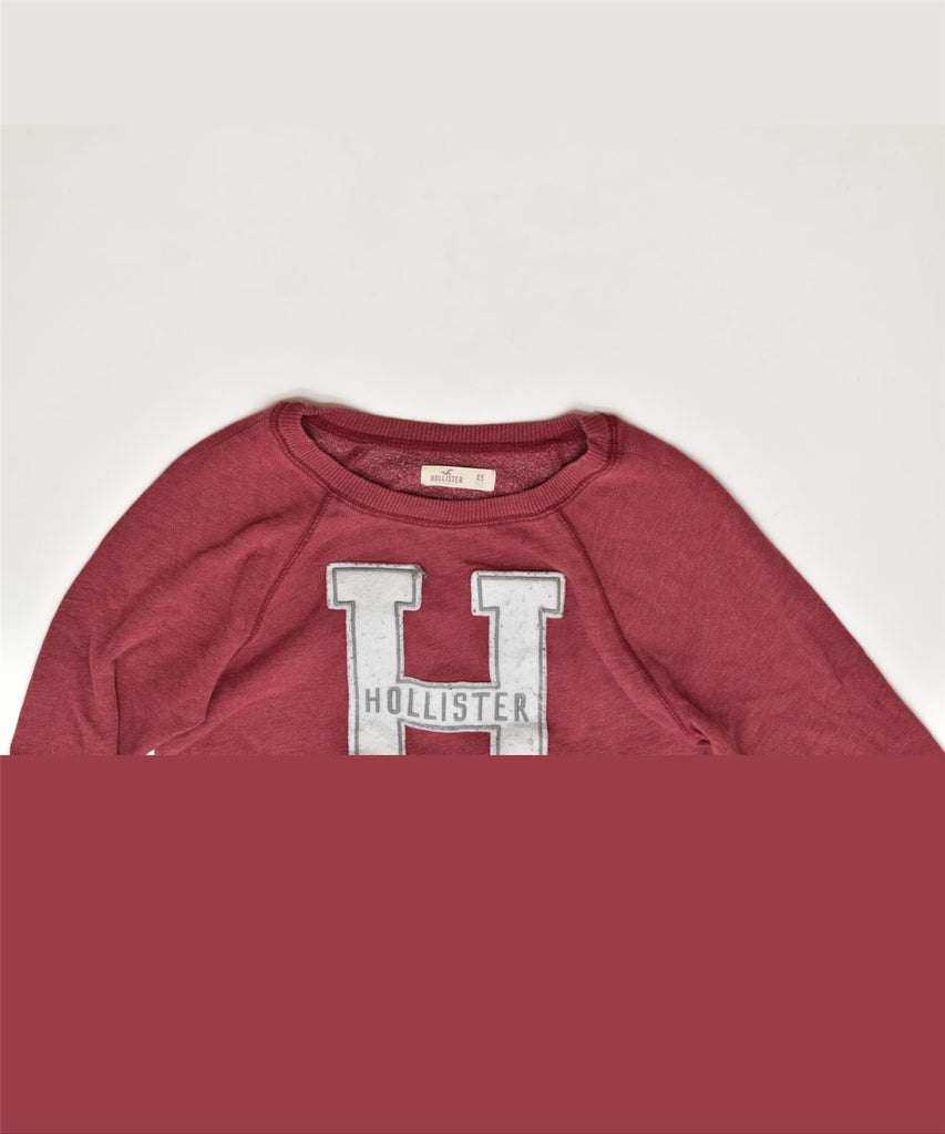 HOLLISTER Womens Graphic Sweatshirt Jumper UK 6 XS Red Cotton | Vintage | Thrift | Second-Hand | Used Clothing | Messina Hembry 