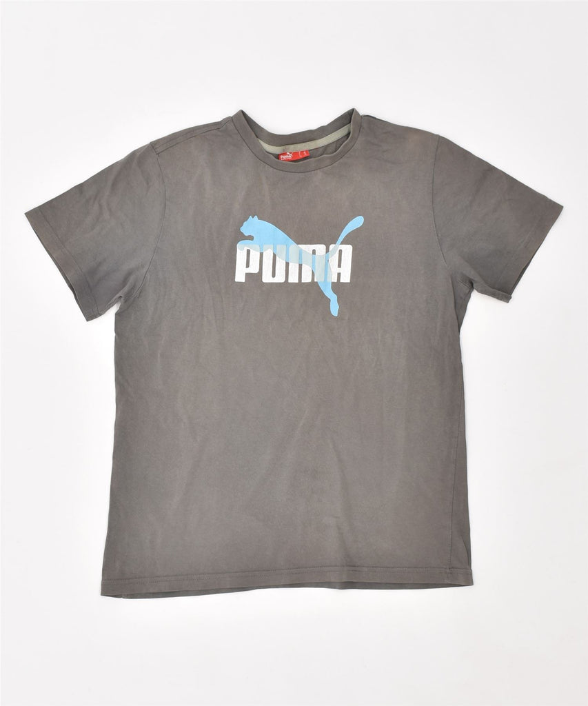 PUMA Womens Graphic T-Shirt Top UK 14 Medium Grey Cotton | Vintage | Thrift | Second-Hand | Used Clothing | Messina Hembry 