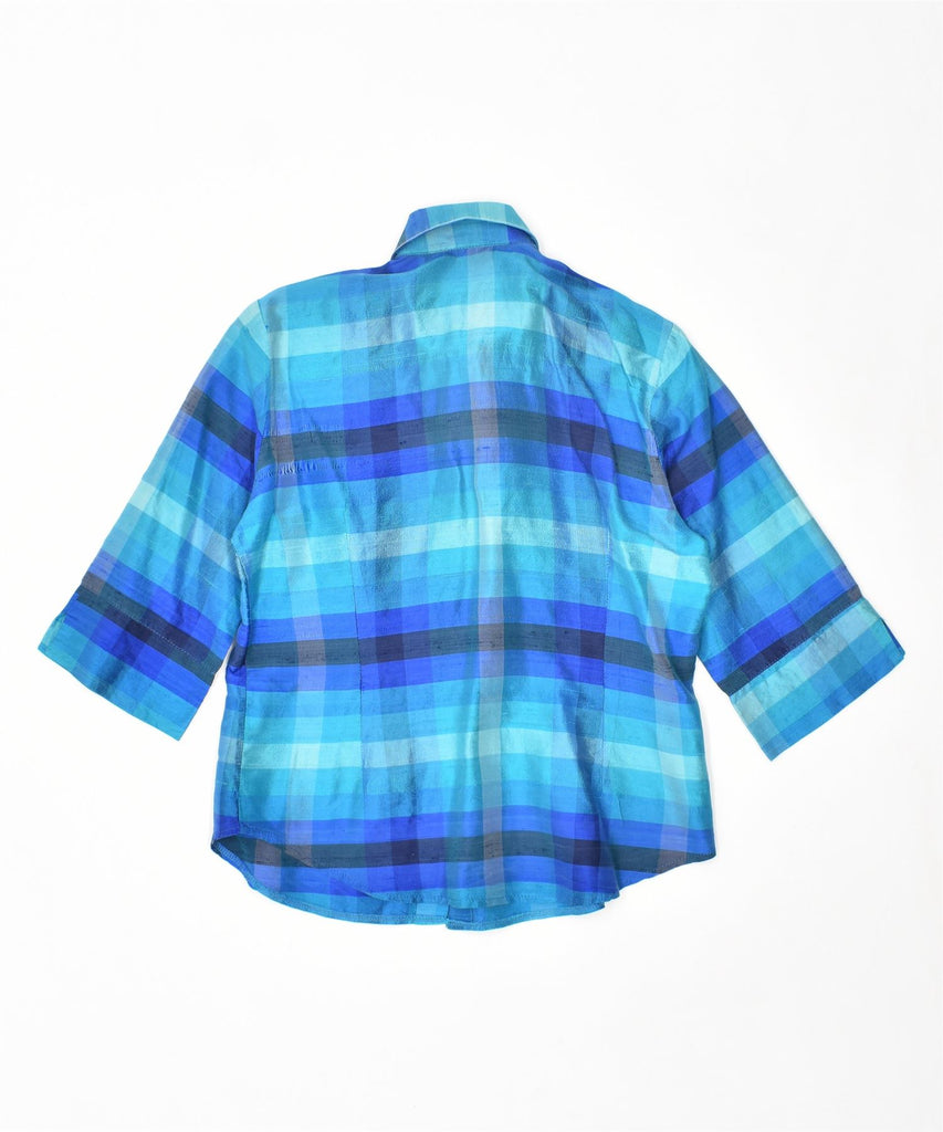 STRIKE Womens 3/4 Sleeve Shirt UK 18 XL Blue Check Vintage | Vintage | Thrift | Second-Hand | Used Clothing | Messina Hembry 