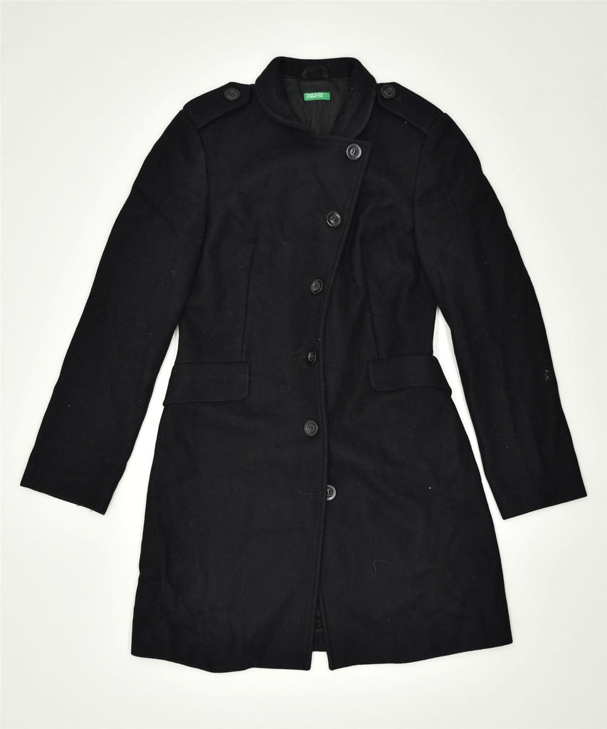 UNITED COLORS OF BENETTON Womens Military Coat IT 42 Medium Black Wool | Vintage | Thrift | Second-Hand | Used Clothing | Messina Hembry 