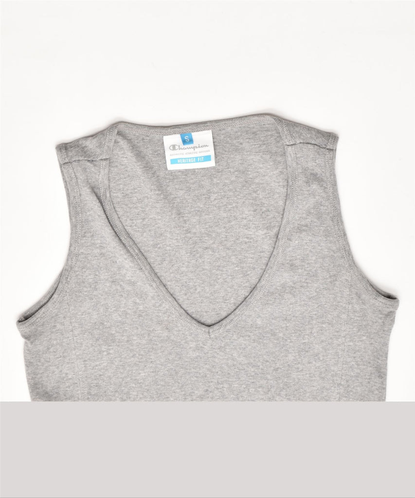 CHAMPION Womens Heritage Fit Vest Top UK 10 Small Grey Cotton | Vintage | Thrift | Second-Hand | Used Clothing | Messina Hembry 