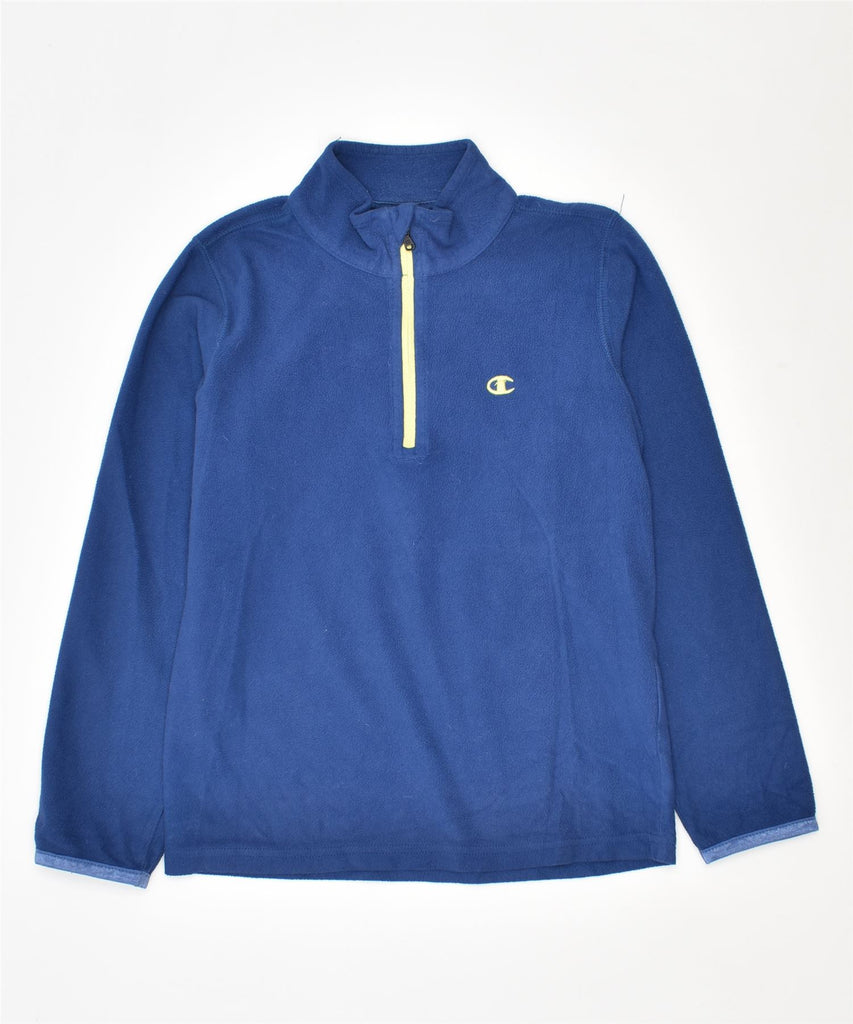 CHAMPION Boys Fleece Zip Neck Jumper Sweater 7-8 Years Small Blue | Vintage | Thrift | Second-Hand | Used Clothing | Messina Hembry 