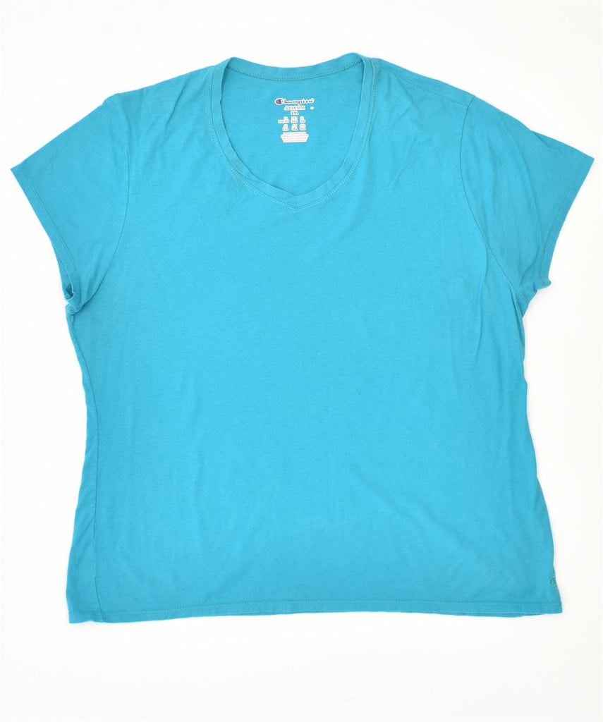 CHAMPION Womens T-Shirt Top 2XL Blue Cotton | Vintage | Thrift | Second-Hand | Used Clothing | Messina Hembry 