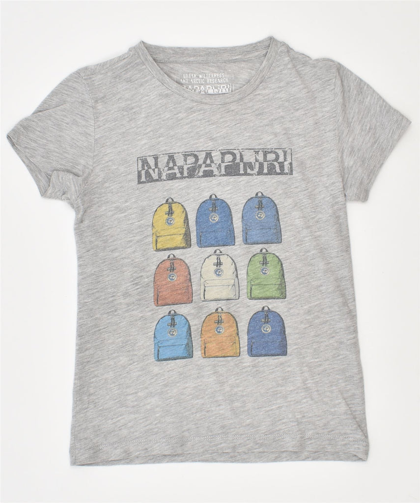 NAPAPIJRI Girls Graphic T-Shirt Top 7-8 Years Grey | Vintage | Thrift | Second-Hand | Used Clothing | Messina Hembry 