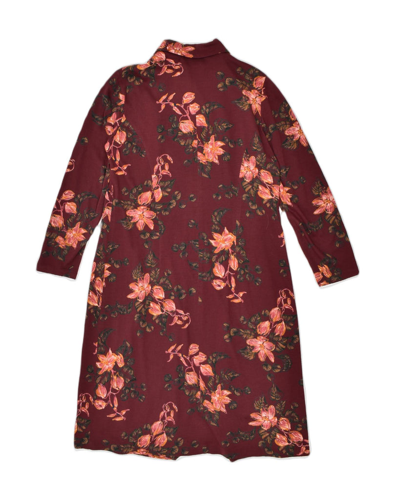VINTAGE Womens Basic Dress UK 14 Large Burgundy Floral | Vintage | Thrift | Second-Hand | Used Clothing | Messina Hembry 