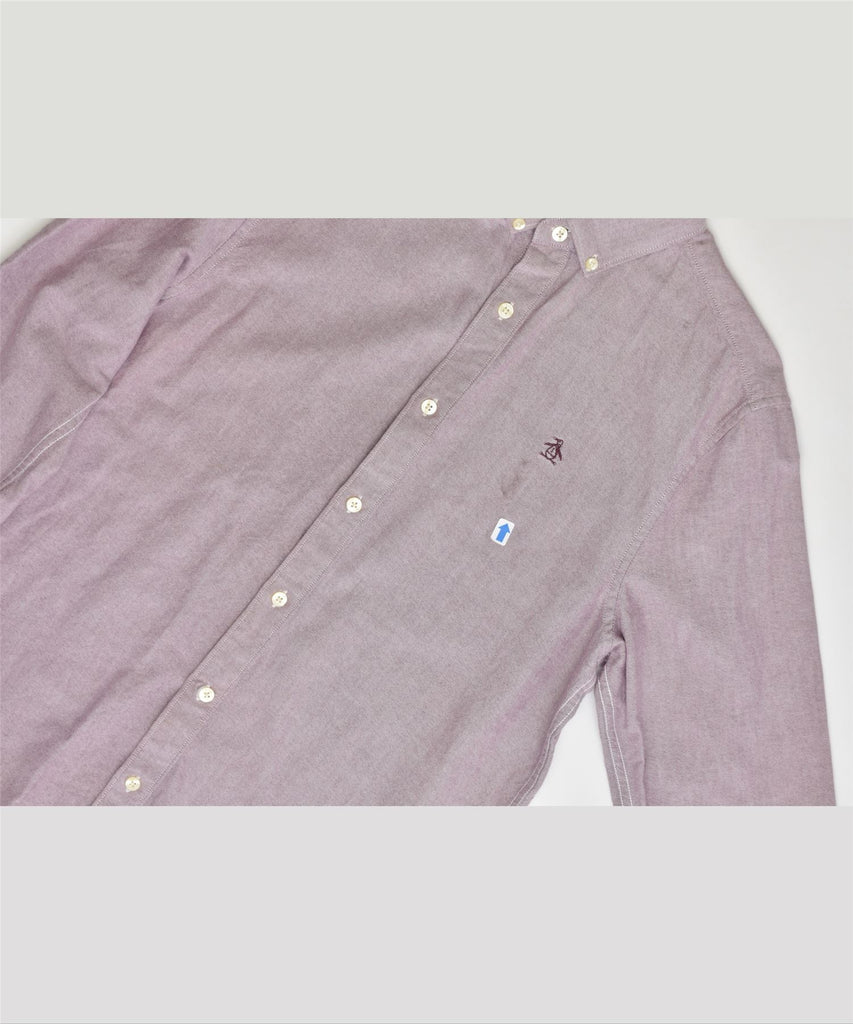 PENGUIN Womens Heritage Slim Fit Shirt Medium Purple Cotton | Vintage | Thrift | Second-Hand | Used Clothing | Messina Hembry 