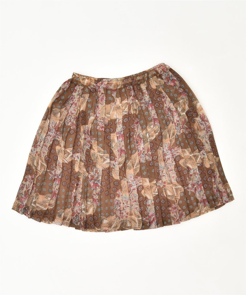 VINTAGE Womens Pleated Skirt W24 XS Brown Floral | Vintage | Thrift | Second-Hand | Used Clothing | Messina Hembry 