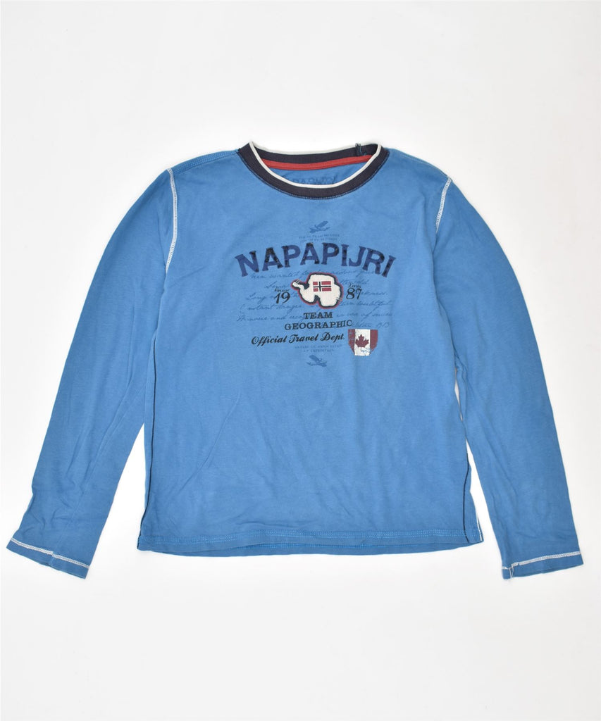 NAPAPIJRI Boys Graphic Top Long Sleeve 9-10 Years Blue Cotton | Vintage | Thrift | Second-Hand | Used Clothing | Messina Hembry 