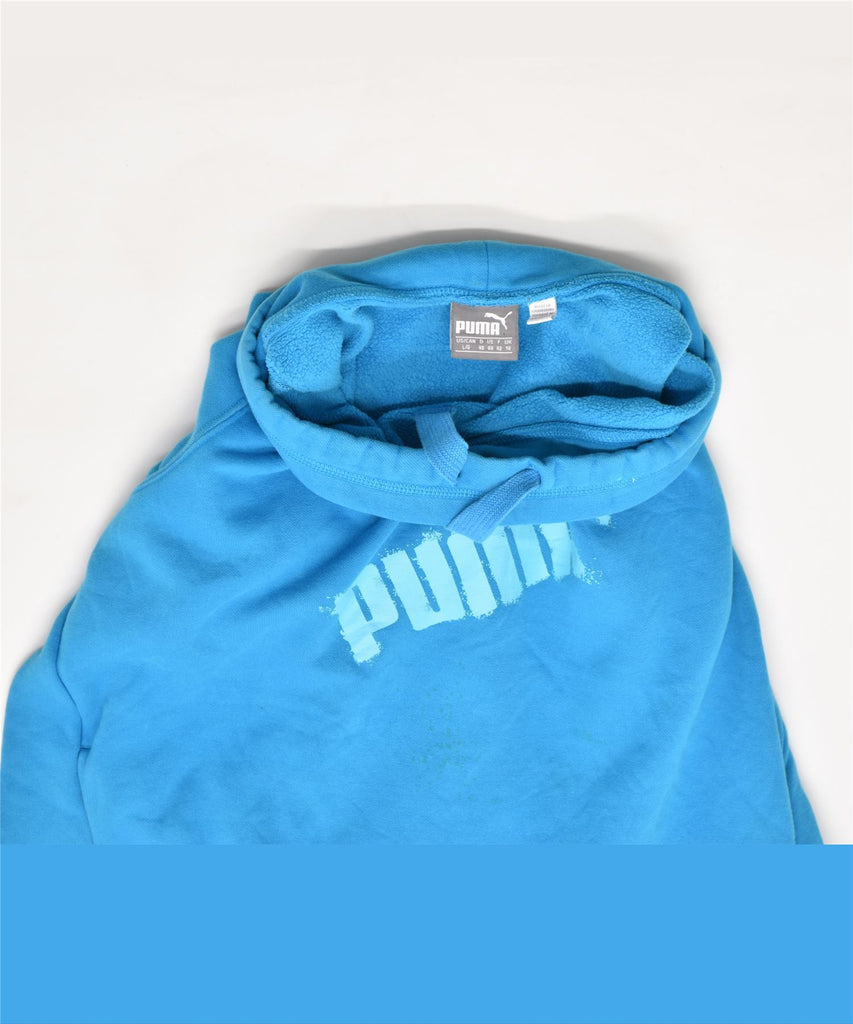 PUMA Womens Graphic Roll Neck Jumper Sweater UK 14 Medium Blue | Vintage | Thrift | Second-Hand | Used Clothing | Messina Hembry 