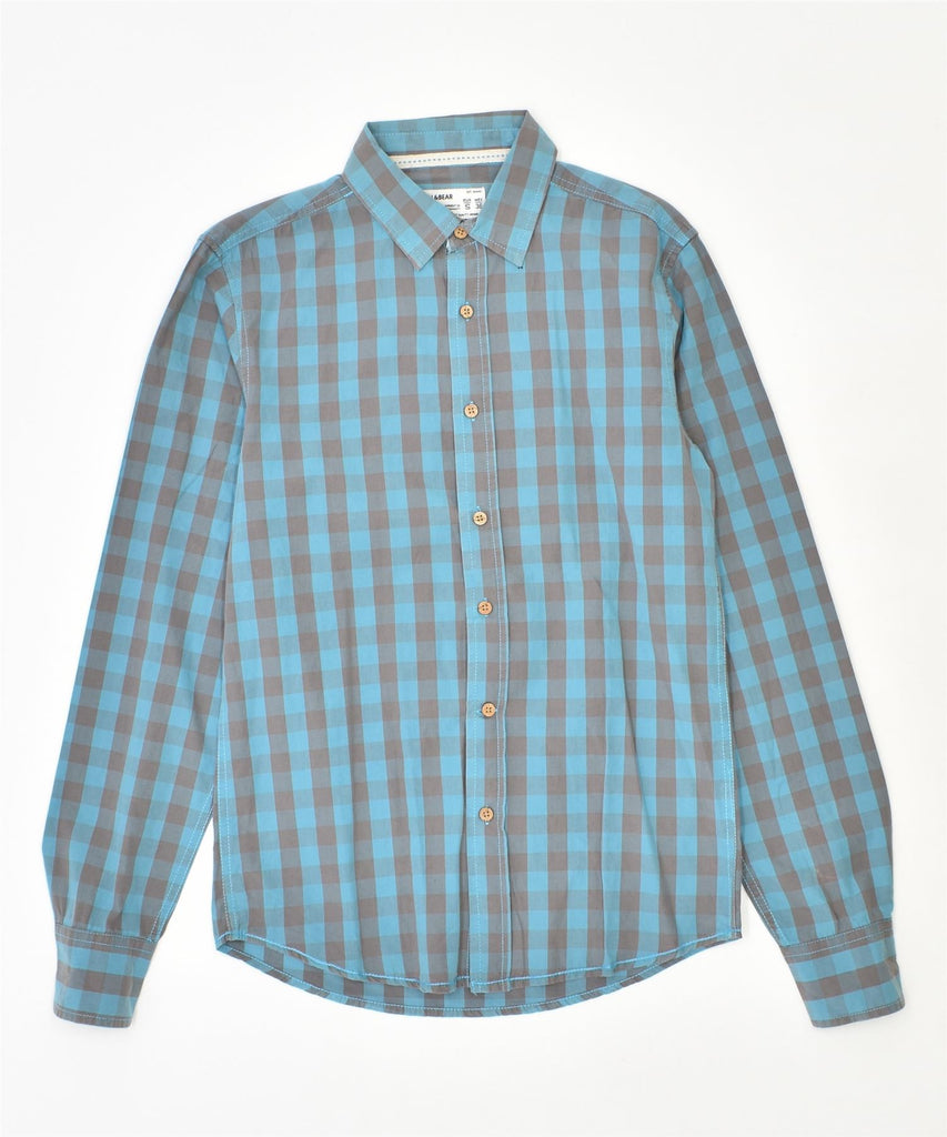 PULL & BEAR Mens Shirt Small Blue Check | Vintage | Thrift | Second-Hand | Used Clothing | Messina Hembry 