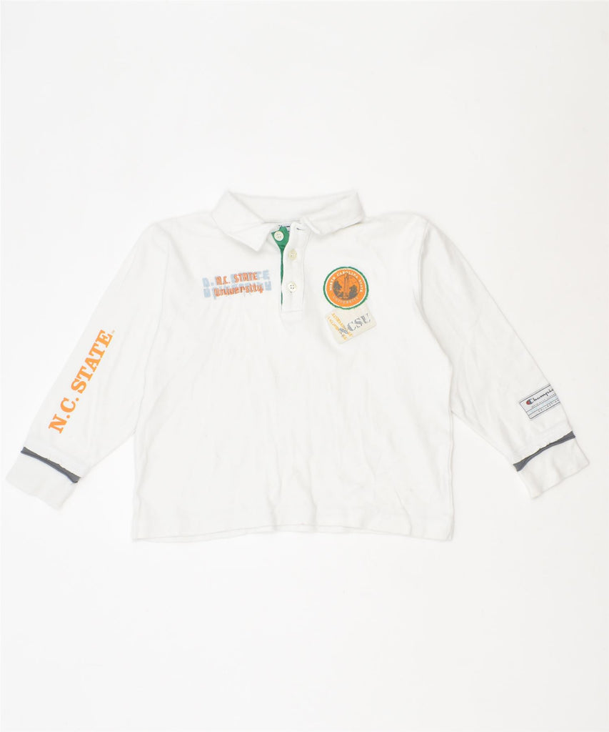 CHAMPION Boys Long Sleeve Polo Shirt 5-6 Years XS White | Vintage | Thrift | Second-Hand | Used Clothing | Messina Hembry 