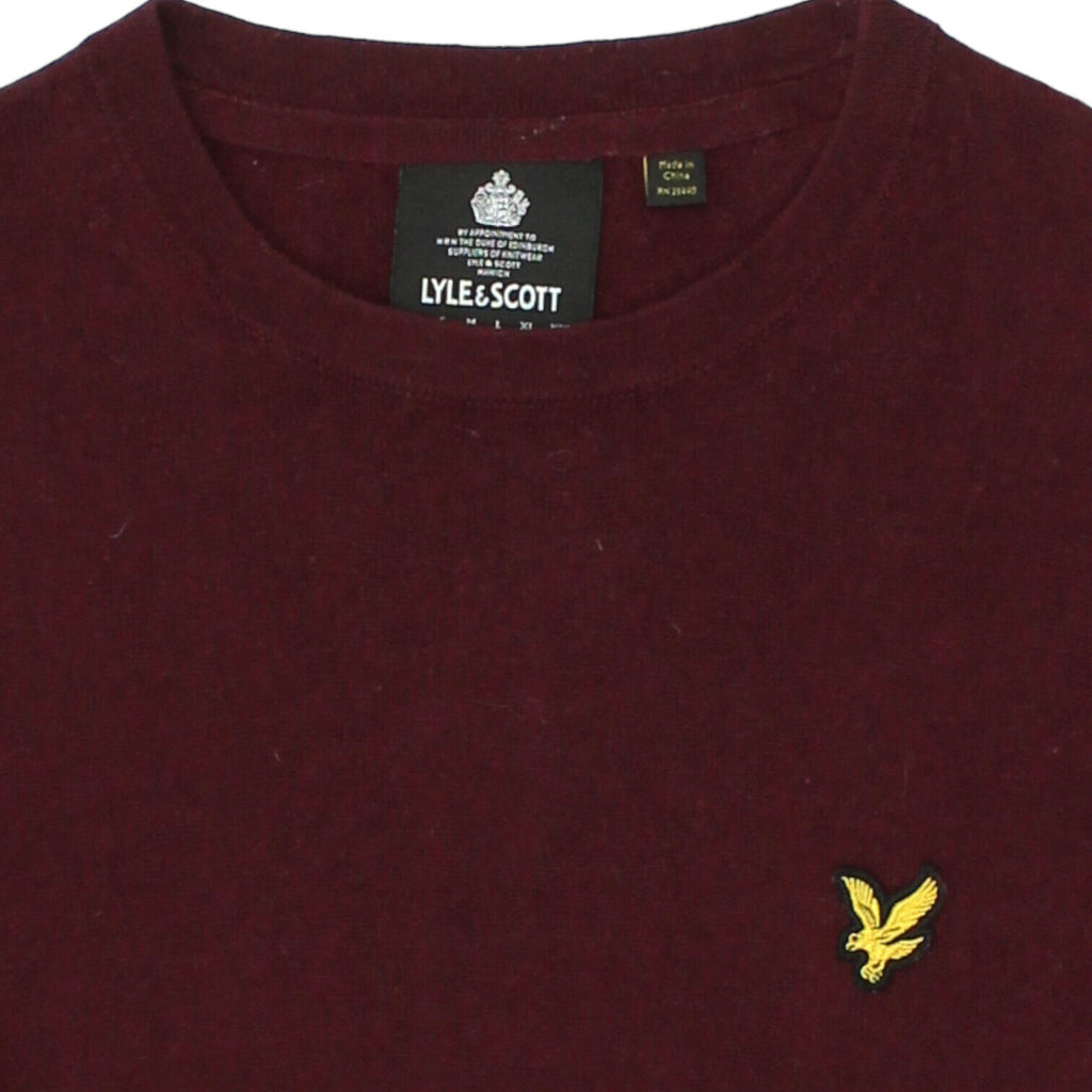 Lyle & Scott Mens Burgundy Cotton Wool Knit Jumper | Vintage Designer Sweater | Vintage Messina Hembry | Thrift | Second-Hand Messina Hembry | Used Clothing | Messina Hembry 